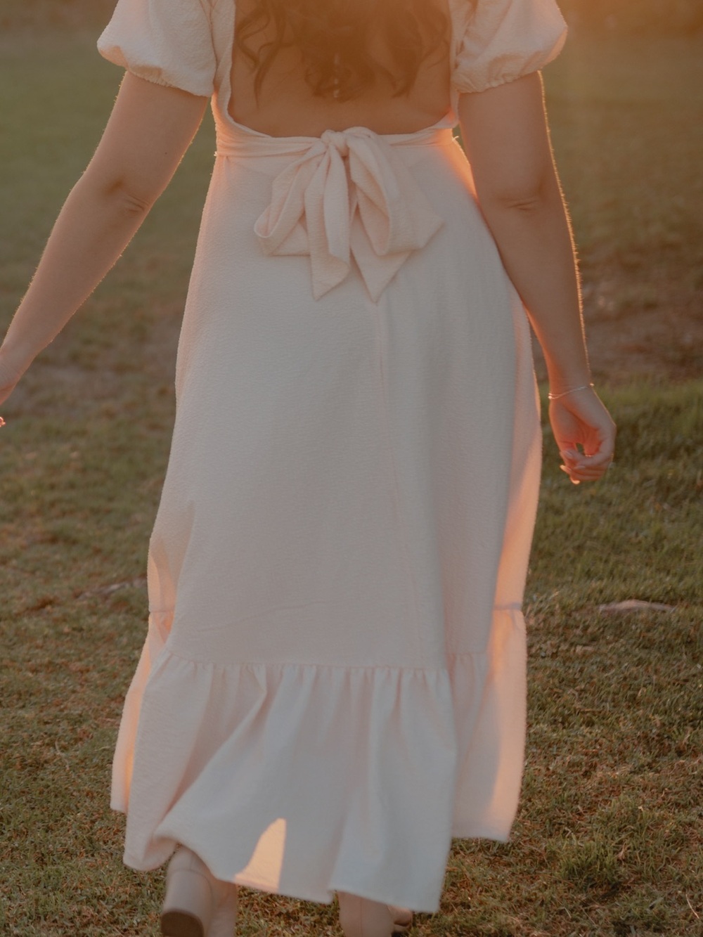 Astr Soft Cream Textured Maxi Dress